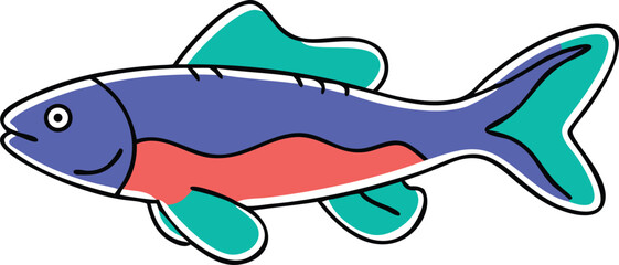 Detailed kuhli loach fish illustration on white background