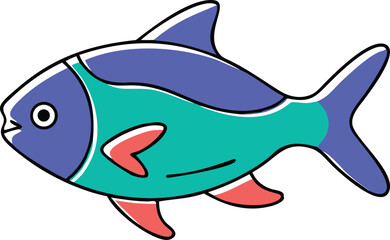 Vibrant lemon tetra fish illustration on white background