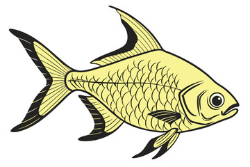 Vibrant lemon tetra fish illustration on white background