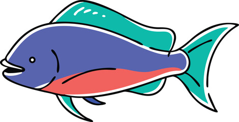 Detailed mahi mahi fish illustration on white background