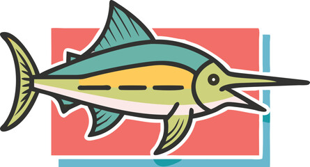 Detailed marlin fish illustration on white background