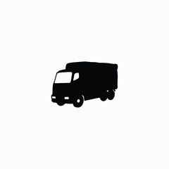 Truck Silhouette Icon Isolated on White Background.