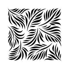 Decorative Black Floral Element with Geometric Symmetry on White Background Motif
