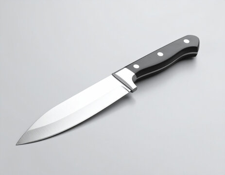 Close-up shot of a modern knife on a plain neutral background