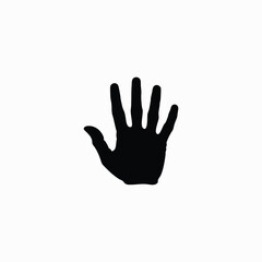 Silhouette of a Human Hand Isolated on White Background.