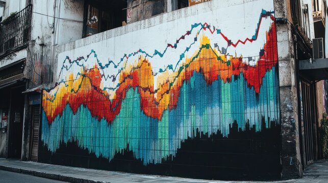 Colorful market trends mural