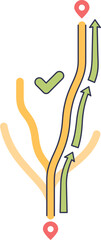 Illustration of a path with arrows and checkpoints, symbolizing progress and direction.