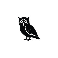 Silhouette of an Owl Isolated on White Background. Minimalist Wildlife Vector Illustration