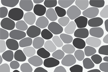 A gray gradient fills rounded stone shapes in this vector background, forming a peaceful pattern that mimics riverbeds and natural outdoor textures.

