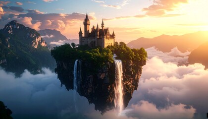 Fantasy castle on a floating island