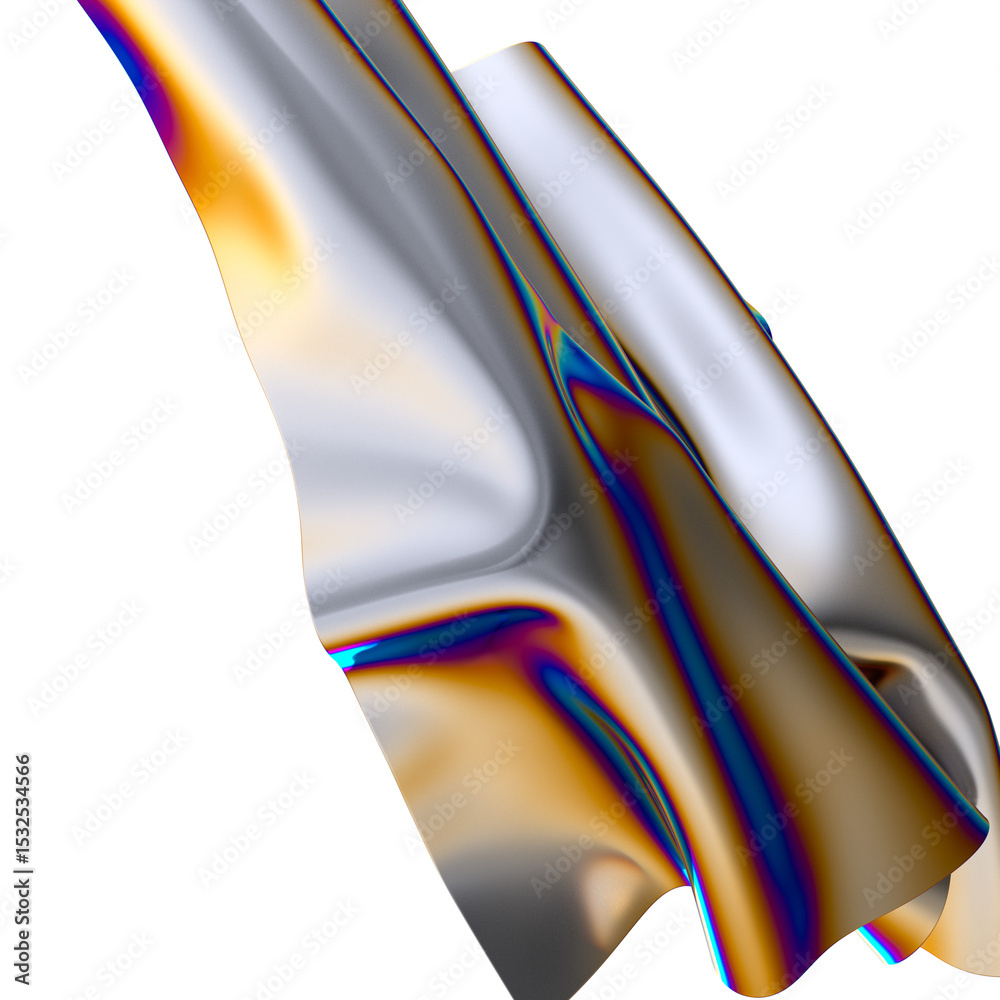 Poster abstract iridescent folds with a metallic sheen