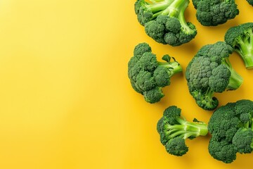 Broccoli on yellow background