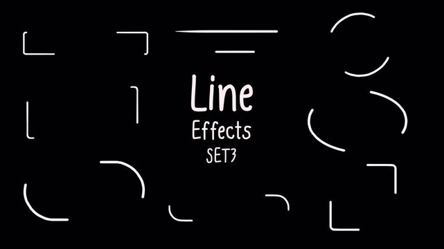 Set 3 of line effects, move around the shape frames, circle, rectangle, long box, square, round running lines, Hand-drawn animation on a transparent background, alpha channel