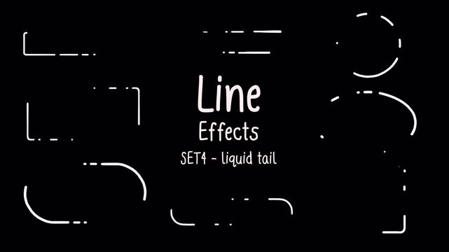 Set 4 of line effects liquid tail, move around the shape frames, circle, rectangle, long box, square, round running lines, Hand-drawn animation on a transparent background, alpha channel	