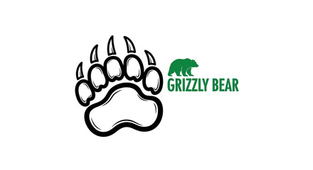 Grizzly Bear Paw Print Logo Design