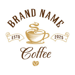 coffee logo illustration design. a cup of coffee with a vintage style, very suitable for coffee businesses, coffee shops, labels etc