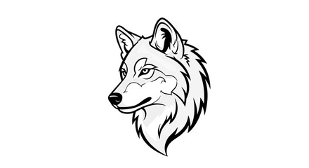 Stylized Wolf Head Profile with Detailed Fur and Sharp Features