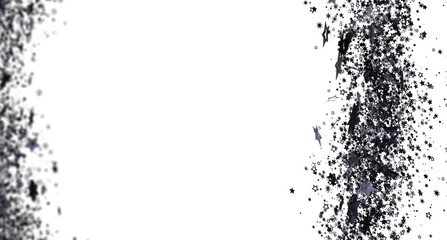 Elegant black star confetti on white. Perfect for festive designs, cards, and backgrounds.