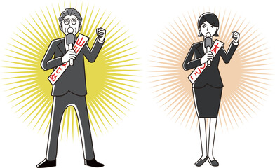 選挙　候補者演説　男女セット