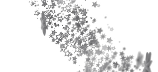 High-resolution image of silver stars bursting across a white background. Perfect for celebrations.