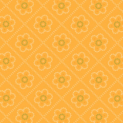 Aesthetic Indian Yellow Bandhani Floral Pattern Vector