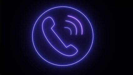 Obraz premium Abstract neon light telephone icon animation. concept of call icon,Abstract neon light telephone icon animation. concept of call icon