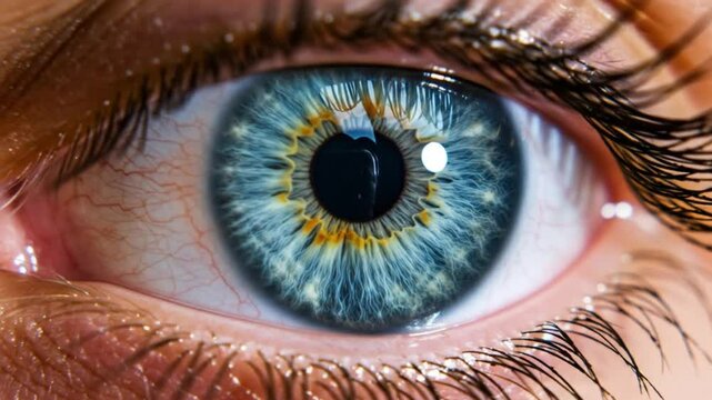 Detailed close up of human eye iris pattern