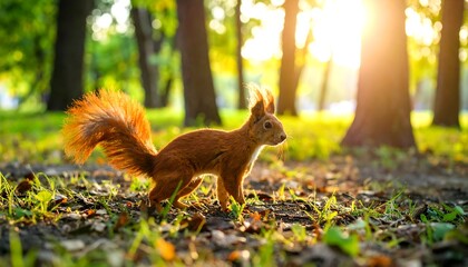 Squirrel in autumn park