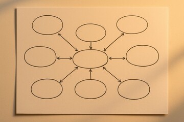 Diagram with central oval connected to multiple surrounding ovals