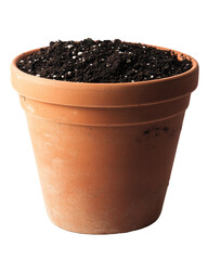 Empty Terracotta Pot with Fresh Soil, Ready for Planting and Gardening Projects