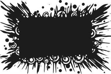 Black Abstract with Drips, Swirls, and Dots for Creative Design Projects