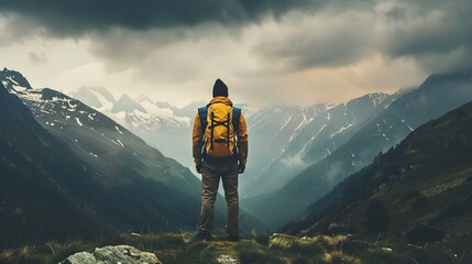 Vibrant imagery evoking an adventurous mood, featuring a hiker trekking through mountain trails with a backpack, a rock climber scaling a cliff, and a cyclist navigating a forest path under a dramatic