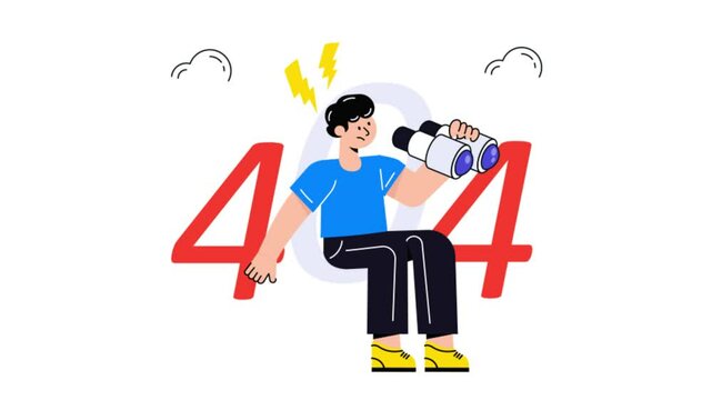 404 Error Page Connection 2D Flat Animation. 