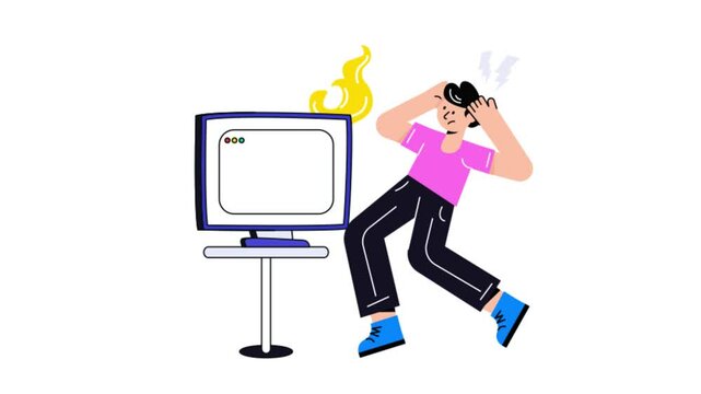 Error 404 Connection 2D Flat Animation. 