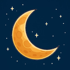 Fototapeta premium Golden Crescent in the Starry Night