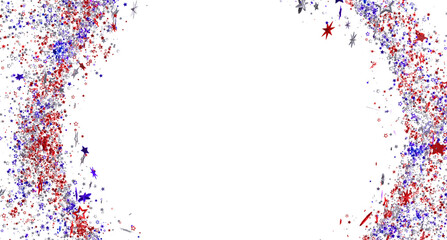 Red, white, blue star confetti border. Perfect for Independence Day, 4th of July, and other festive designs.