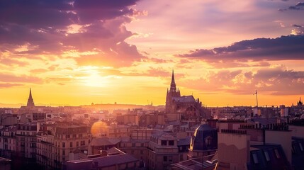 Obraz premium The Enchanting Beauty of a Cathedral Under the Golden Sunset