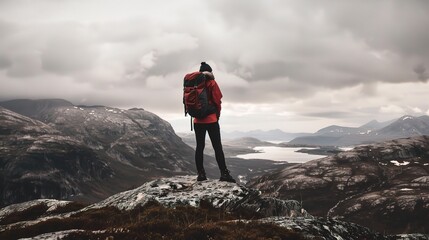 Vibrant imagery evoking an adventurous mood, featuring a hiker trekking through mountain trails with a backpack, a rock climber scaling a cliff, and a cyclist navigating a forest path under a dramatic