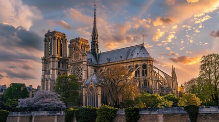 The Enchanting Beauty of a Cathedral Under the Golden Sunset