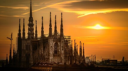 The Enchanting Beauty of a Cathedral Under the Golden Sunset