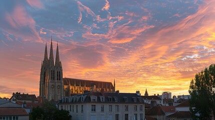 The Enchanting Beauty of a Cathedral Under the Golden Sunset