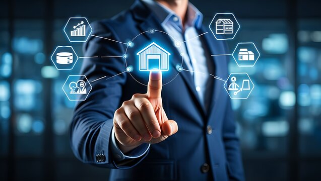 Warehouse management system digital technology concept