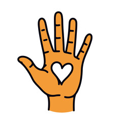 Fototapeta premium Hand with Heart Symbol: A Minimalist Illustration Promoting Love, Care, and Connection