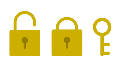 鍵マークのカラーアイコンイラストセット