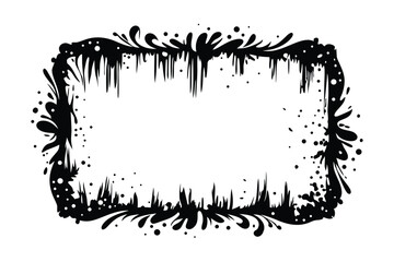 Abstract Black Border, Ornament Silhouette Isolated on White, Artistic Design