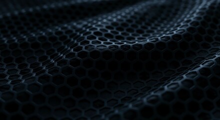 Abstract dark navy blue honeycomb textile; undulating, textured surface