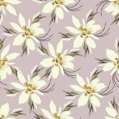 Vintage floral seamless pattern. Trendy painted flower background. Repeating floral patter
