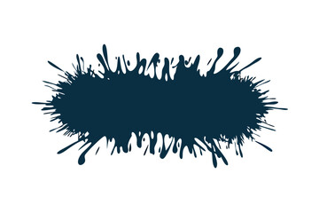 Abstract Navy Blue Ink Splash Isolated on White, Liquid Smear Shape Design Element