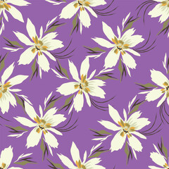 Vintage floral seamless pattern. Trendy painted flower background. Repeating floral patter
