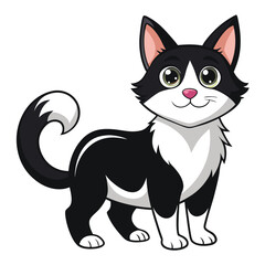 Black and White Cat Vector on White Background | Minimalist Pet Illustration
